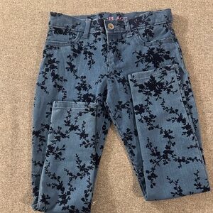5/$15- Floral Patterned Blue Jeans